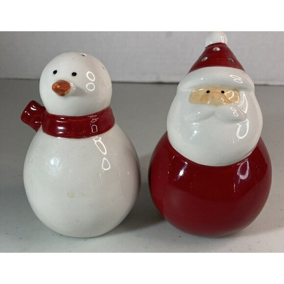 Oneida Christmas Closeups Santa & Snowman Salt Pepper Shakers 3.5 “ w/ Box - Picture 6 of 9
